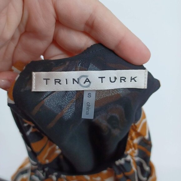 Trina Turk Bella Printed Silk Sleeveless Blouse Women's S Abstract Chiffon Artsy - Picture 7 of 11